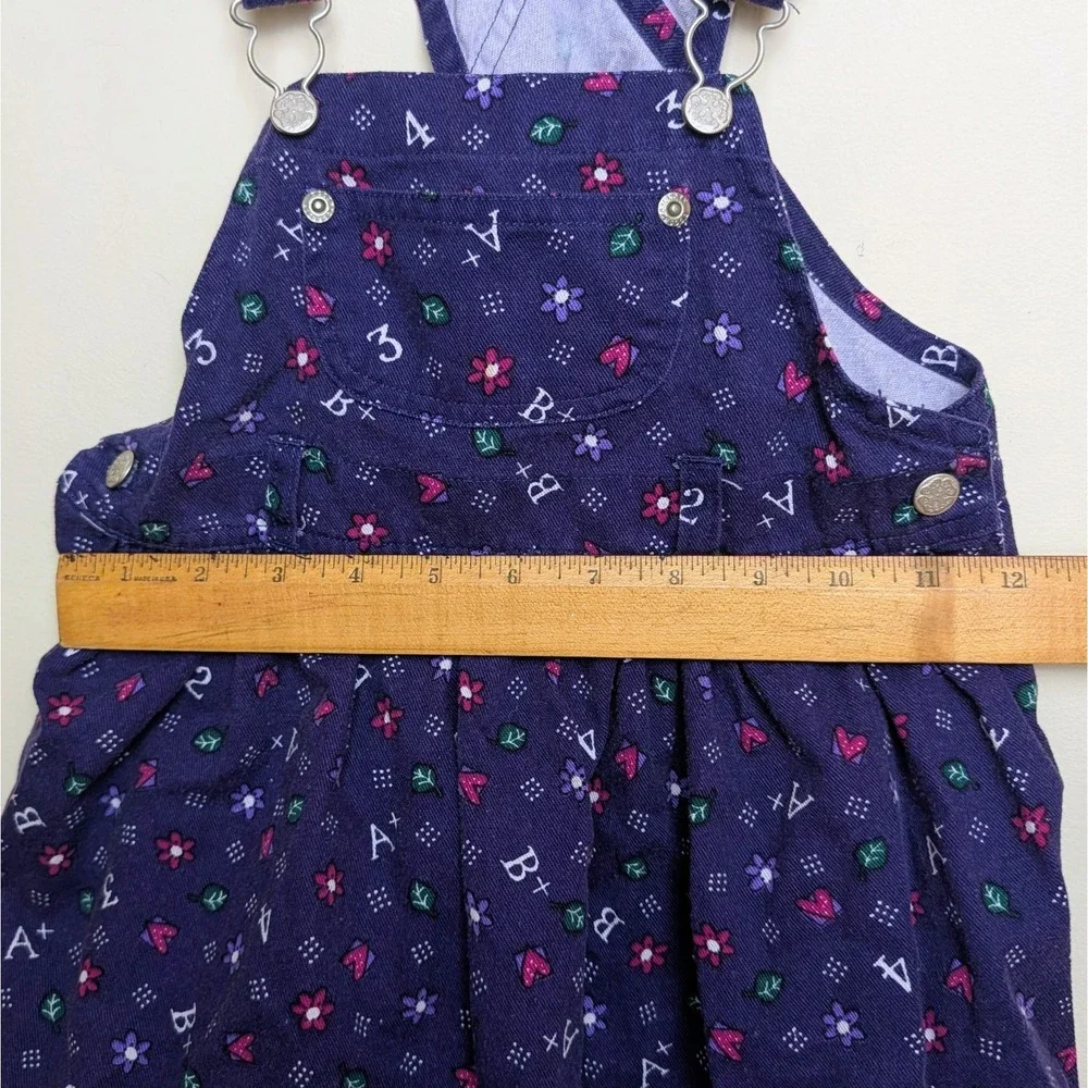 Vintage 90s Oshkosh Bgosh Purple ABC 123 Floral Jumper Overall Dress Size 4T